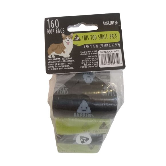 Dog Poop Bags Unscented Green Black 160 Count This Too Shall Pass 8.9" x 12" - Picture 3 of 4